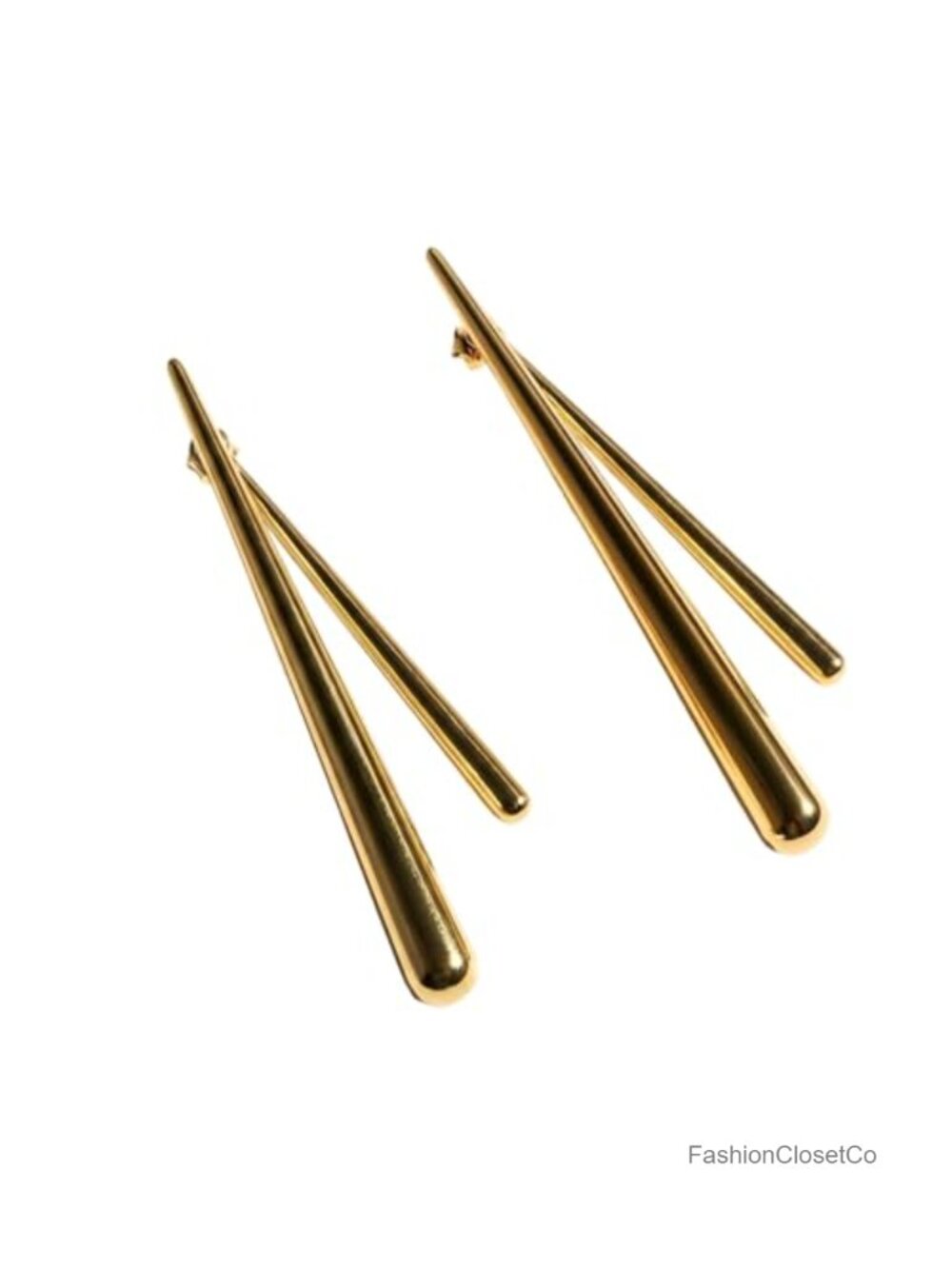 14K Gold Plated Stainless Steel Leverback Gothic Bar Earrings